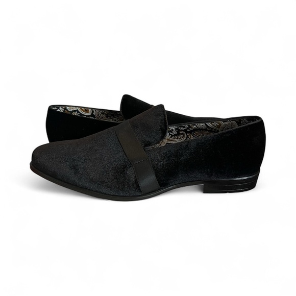 Elegant Black Velvet Men\'s Slip-On Loafers